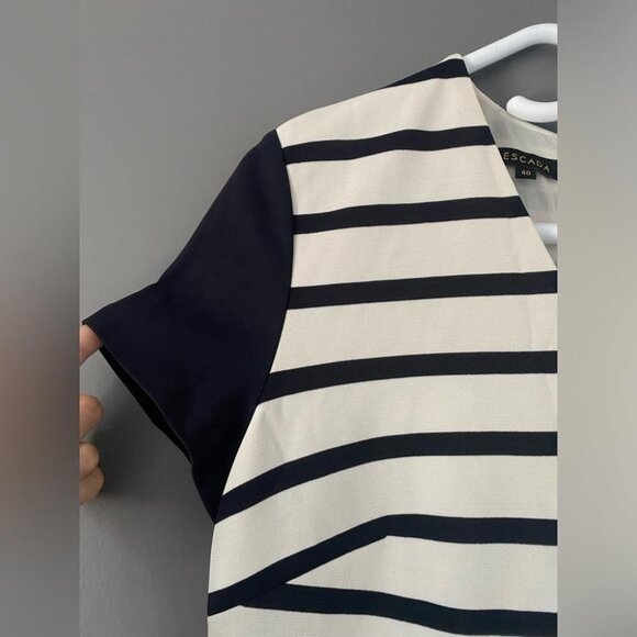 Escada Striped Dress Size 40 Bodycon Viscose Knit Corporate Chic - Picture 4 of 15